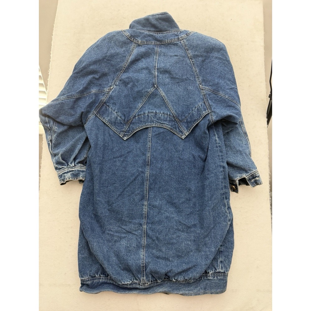 VTG Current Seen Denim Barn Coat Chore Jacket Flannel Lined Size Small 90s 80s - Picture 2 of 9